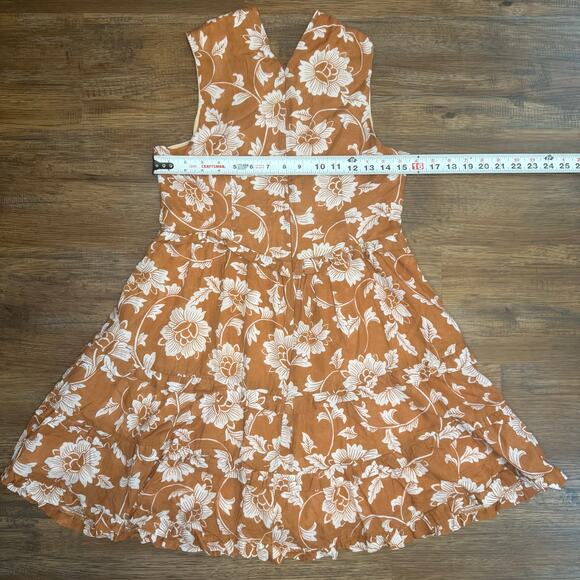 Anthropologie US size 2 neutral brown cream floral tiered halter mini dress - Picture 7 of 8